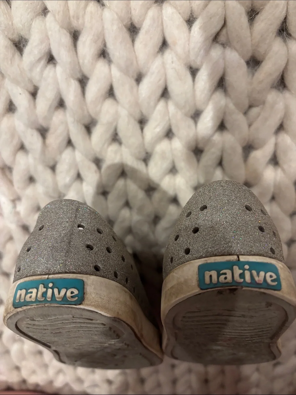 Native Shoes Kids Glitter Silver Slip-On Water Shoes